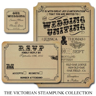 Invitación La colección de Bodas Steampunk de Victoria