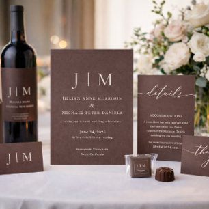 Pegatina Cuadrada Marrón Chocolate Beige Formal redes sociales Boda