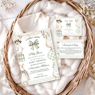 Tarjeta De Recepción Sorteo de Pañales Silly Goose en Sage Gingham