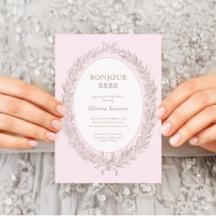 Invitación Bonjour Bebe French Patisserie Baby Shower Pink