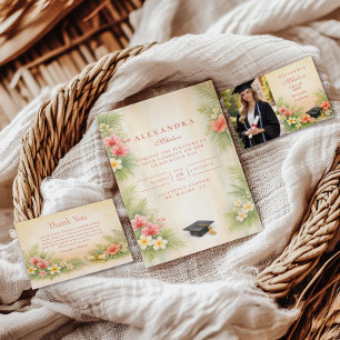 Tarjeta De Agradecimiento Graduación floral de Hibisco Tropical