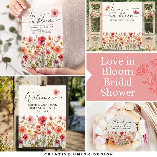 Tarjeta de invitación de baño de novias con amor e