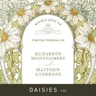 Invitación Margherita vintage Daisy Boda Art Nouveau Mucha