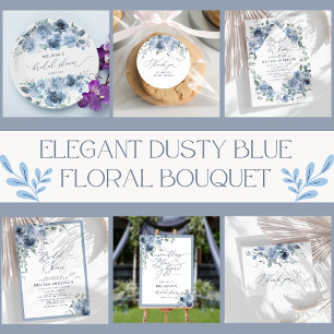 Invitación a la ducha de novia con flores azules