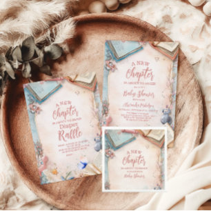 Tarjeta De Recepción Boho Storybook Books Books para el bebé