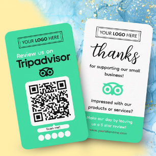 Placa Expositora Solicitud de reseña de TripAdvisor con logotipo y 