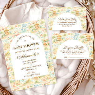 Invitación Animales de Pastel Costero para Baby Shower