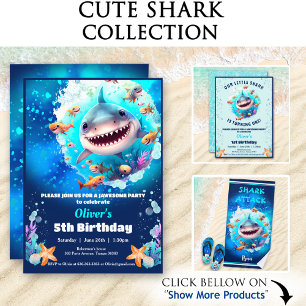 Lona Cute Shark Boy Birday Party