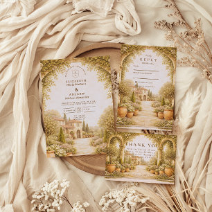 Tarjeta De Confirmación De Asistencia Boda en una finca de jardín rústico
