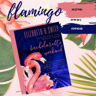 Invitaciones a la boda de flamencos tropicales pre