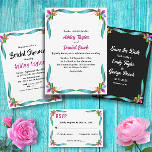 Invitación Elegante Boda floral de verano de cristal moderno