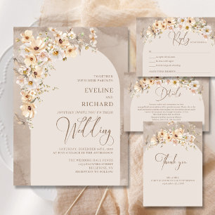 Póster Elegante boda de marfil blanco neutro