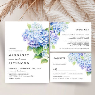 Hydrangea Dusty Blue Floral Boda Gracias Tarjeta