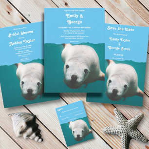 Invitación Marina Blue Underwater Sea Lion Ocean Bridal Showe