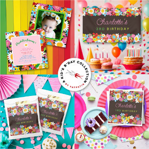 Invitación Primavera Flores Una Niña Nacida Primer Día Foto