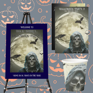 Posavasos Redondo De Papel Fiesta de Halloween de Grim Reaper