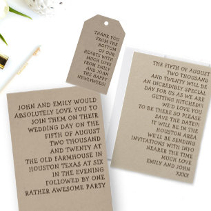 Invitación Simplemente tipografía Boda divertido