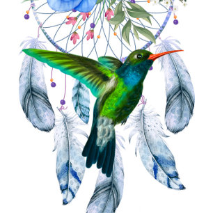 Invitación Blue Dreamcatcher Hummingbird Boy Baby Shower Invi