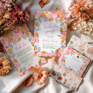 Invitación Graduación de audaces fotos de flores silvestres e