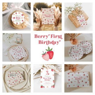 Servilleta De Papel Chica rosado Cumpleaños Fresas y Daisies Simple