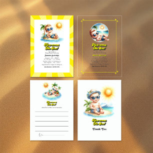 Tarjeta De Agradecimiento Niño de playa tropical llega el hijo Baby Shower