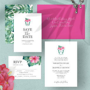 Invitaciones formales a bodas botánicas tropicales