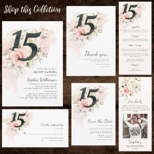 Invitación Quinceañera Floral Rustica Moderna