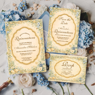 Tarjeta De Confirmación De Asistencia Quinceañera de jardín costero vintage