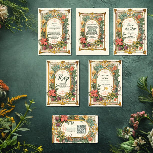 Tarjeta De Agradecimiento Foto: Boda de Art Nouveau floral vintage