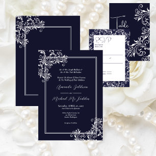 Invitación Boda de la Marina y el Estilo Blanco Elegante