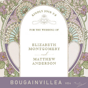 Invitación Vintage Lilac Bridal Shower Art Nouveau Deco