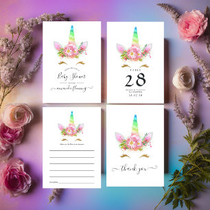 Invitación a Baby Shower de Rainbow Unicorn floral