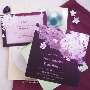 Invitación Boda Primaria de florecimiento de cerezos