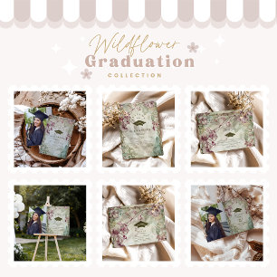 Tarjeta De Agradecimiento Colorida fiesta de graduación de flores silvestres