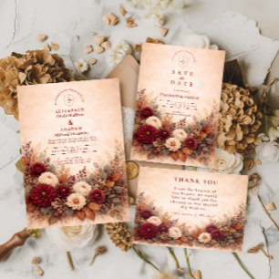 Invitación Boda Floral de Jardín de Otoño