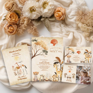 Invitación Safari Tropical Salvaje Una Selva Animales Cumplea
