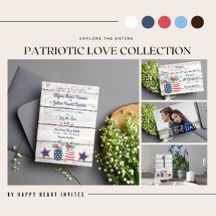 Invitación Boda de fotografía de Patriotic Love II Rustic 4 d