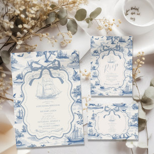 Invitación Moda de la tela Boda Nautical Bow