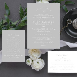 Tarjeta De Confirmación De Asistencia Boda de caligrafía de gris claro clásico formal