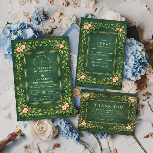 Tarjeta De Agradecimiento Boda de Jardín Vintage Elegante