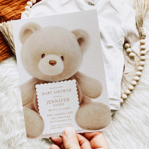 Invitación Teddy Bear Sexo Neutral Baby Shower
