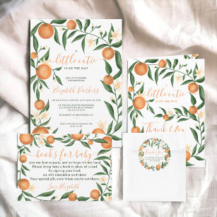 Invitación Naranja de cítricos botánicos pequeña ducha de beb