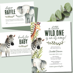 Invitación Wild One Safari Animals Baby Shower