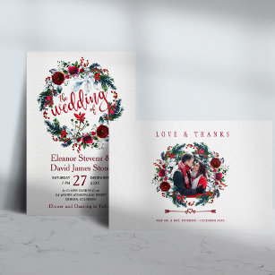 Flyer Invitación de boda floral de invierno rústico BUDG