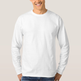 Blanco Camiseta básica bordada de mangas largas para hombre