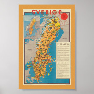 Sverige Suecia Póster Vintage 1931