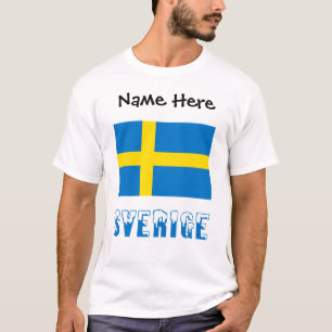 Sverige y Camiseta con Bandera Sueca y Tu Nombre