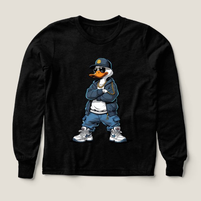 Swag Cartoon Duck with Gold Chains and Hoodie (Diseño frontal)