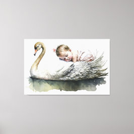 Swan and Baby, Baby Shower, Baby Room, Arte