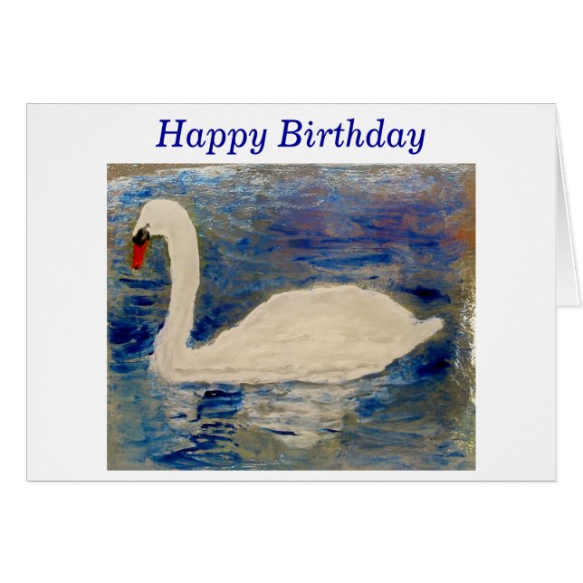 Swan Bird Painting Birthday (Anverso (Horizontal))
